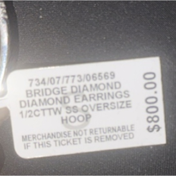 Bridge diamond earrings 1/2CTTW SS OVERSIZED HOOP - Picture 5 of 5